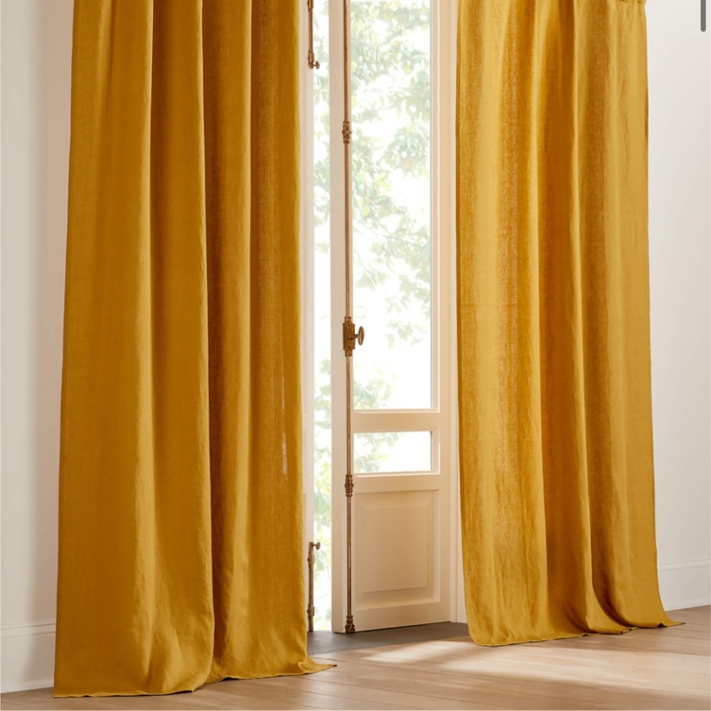 NEW 2 EUROPEAN FLAX-Certified Linen Tobacco Brown Window Curtain Panels 48"X84"